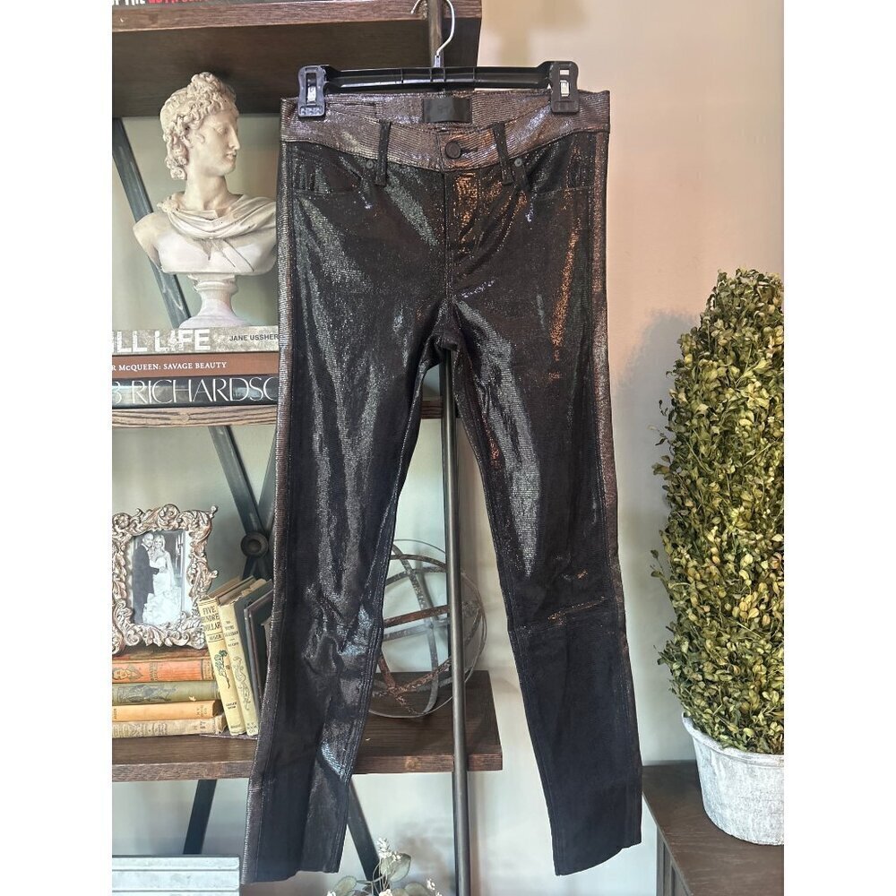 RTA Leather Ryland Two Toned Snake Skin Leather Pant Blackness Lit Womens Size 2 - Picture 1 of 7